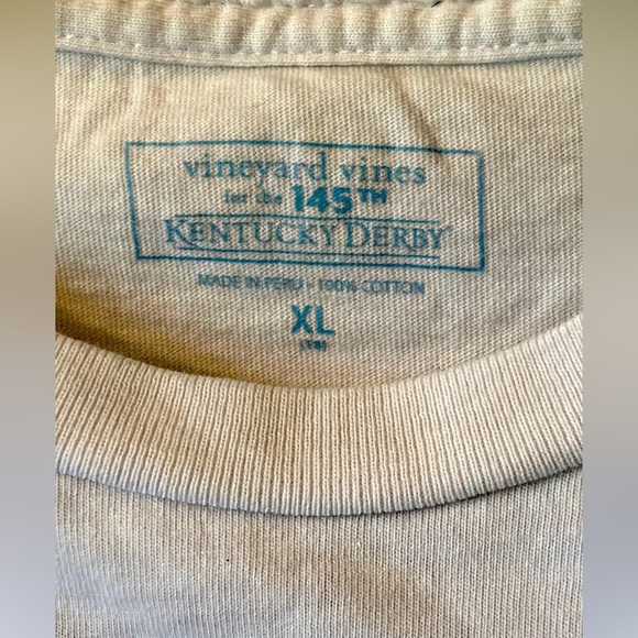 Vineyard Vines White Kentucky Derby 145 Patchwork Pocket T-Shirt Boy’s Size XL - Picture 4 of 5